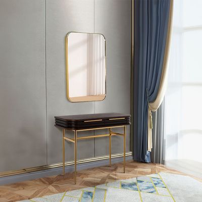 Marcelle Console Table With Mirror - Espresso/Gold - With 2-Year Warranty