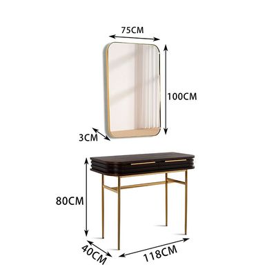 Marcelle Console Table With Mirror - Espresso/Gold - With 2-Year Warranty