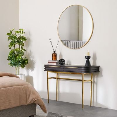 Marcelle Console Table With Mirror - Espresso/Gold - With 2-Year Warranty