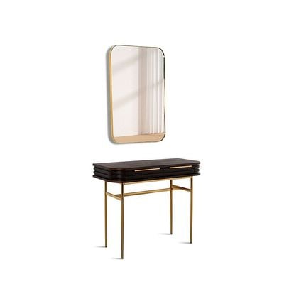 Marcelle Console Table With Mirror - Espresso/Gold - With 2-Year Warranty