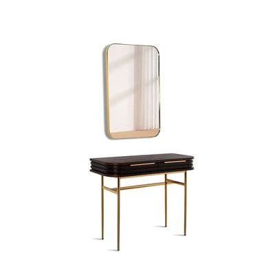 Marcelle Console Table With Mirror - Espresso / Gold