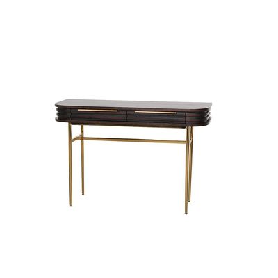 Marcelle Console Table With Mirror - Espresso/Gold - With 2-Year Warranty