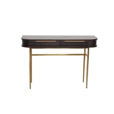 Marcelle Console Table With Mirror - Espresso/Gold - With 2-Year Warranty