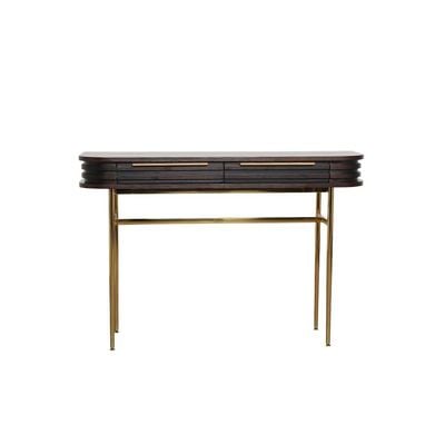 Marcelle Console Table With Mirror - Espresso/Gold - With 2-Year Warranty