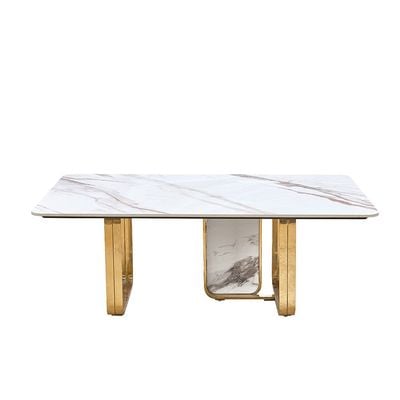 Karson Sintered Stone Coffee Table - White/Gold - With 2-Year Warranty