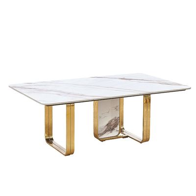 Karson Sintered Stone Coffee Table - White/Gold - With 2-Year Warranty