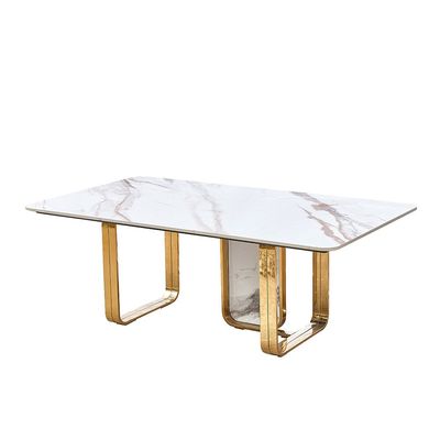 Karson Sintered Stone Coffee Table - White/Gold - With 2-Year Warranty