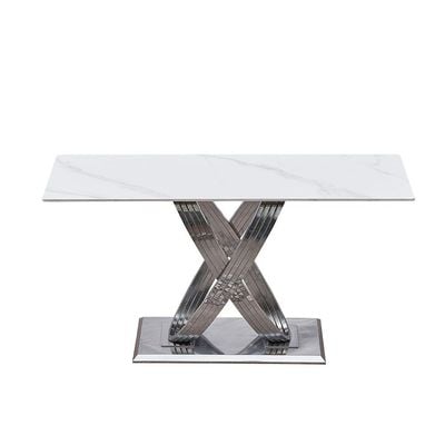 Windsor Sintered Stone Console Table - White/Chrome - With 2-Year Warranty