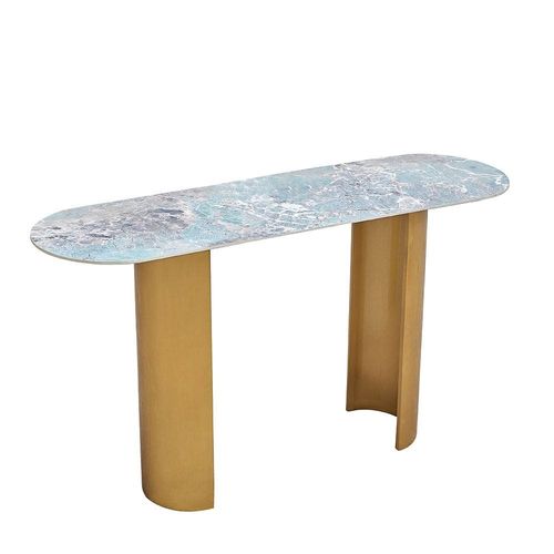 Conley Sintered Stone Console Table - Green/Gold - With 2-Year Warranty