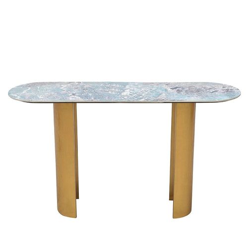 Conley Sintered Stone Console Table - Green/Gold - With 2-Year Warranty