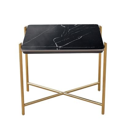 Kenn Sintered Stone Mid Coffee Table - Black/Gold - With 2-Year Warranty