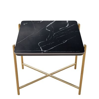 Kenn Sintered Stone Mid Coffee Table - Black/Gold - With 2-Year Warranty