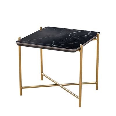 Kenn Sintered Stone Mid Coffee Table - Black/Gold - With 2-Year Warranty