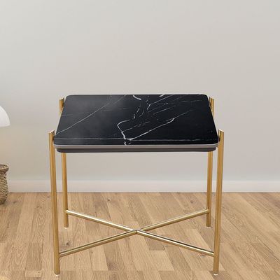 Kenn Sintered Stone Mid Coffee Table - Black/Gold - With 2-Year Warranty