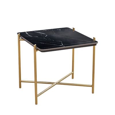 Kenn Sintered Stone Mid Coffee Table - Black/Gold - With 2-Year Warranty