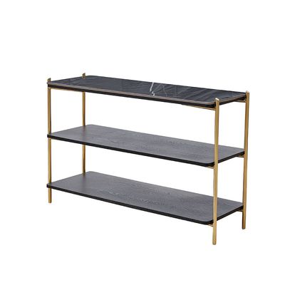 Kenn Sintered Stone Console Table - Black/Gold - With 2-Year Warranty