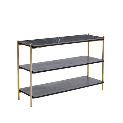 Kenn Sintered Stone Console Table - Black/Gold - With 2-Year Warranty