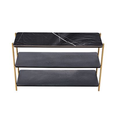 Kenn Sintered Stone Console Table - Black/Gold - With 2-Year Warranty