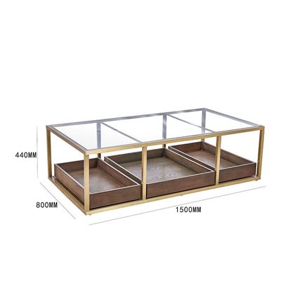 Lyon Glass Coffee Table-Dark Oak/Gold