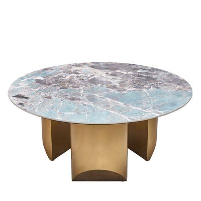 Conley Sintered Stone Round Coffee Table - Green/Gold - With 2-Year Warranty