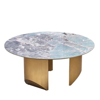 Conley Sintered Stone Round Coffee Table - Green/Gold - With 2-Year Warranty