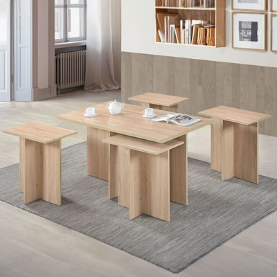 Prism Coffee Table Set 1 + 4 - White Oak – With 2-Year Warranty