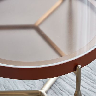 كراتوس - طاولة جانبية - كهرمان/أبيض/نحاسي - مع ضمان لمدة 5 سنوات