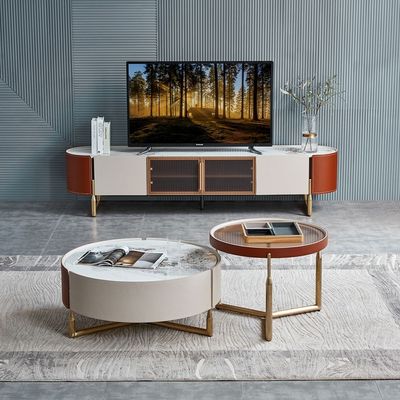 Kratos End Table - Amber/White/Brass - With 5-Year Warranty