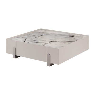 Mela Coffee Table - White/Taupe/Gold - With 5-Year Warranty