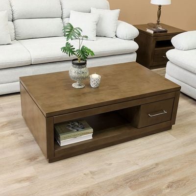 Dakota Coffee Table with Storage - Antique Brown - With 2-Year Warranty