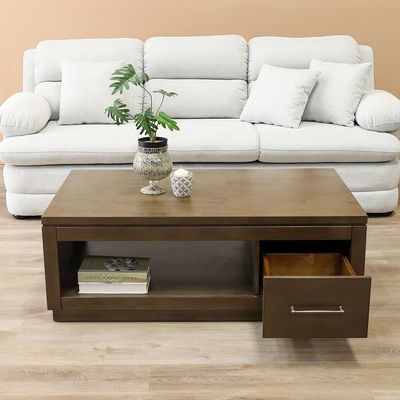 Dakota Coffee Table with Storage - Antique Brown - With 2-Year Warranty