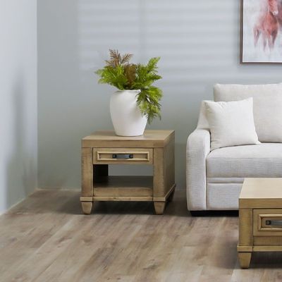 Selvia End Table - Rustic Light White - With 2-Year Warranty