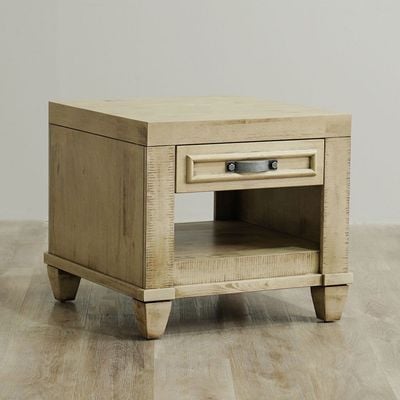 Selvia End Table - Rustic Light White - With 2-Year Warranty