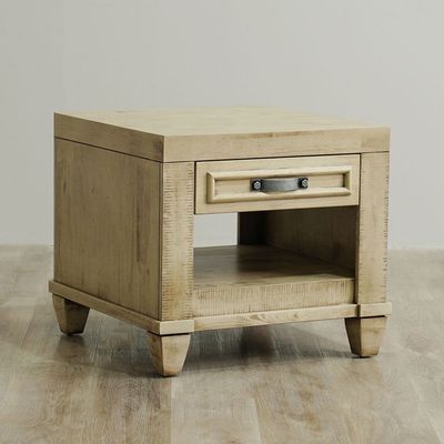 Selvia End Table - Rustic Light White - With 2-Year Warranty