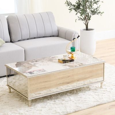 Renies Coffee Table - White/Gold - With 2-Year Warranty