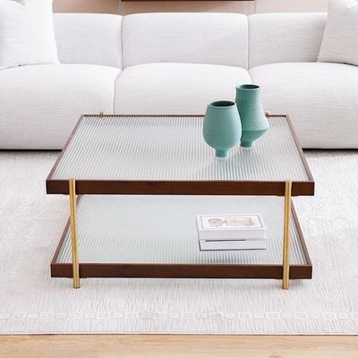 Azeron Coffee Table - Brown/Gold - With 2-Year Warranty