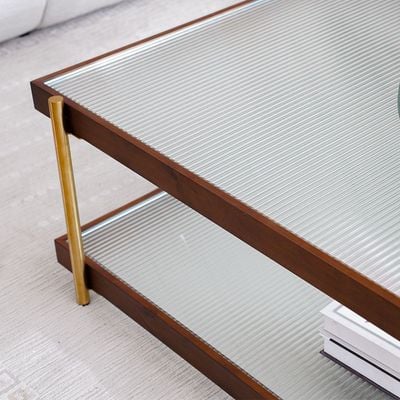 Azeron Coffee Table - Brown/Gold - With 2-Year Warranty