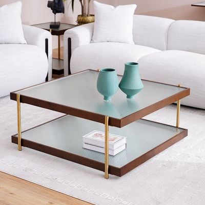 Azeron Coffee Table - Brown/Gold - With 2-Year Warranty