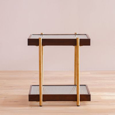 Azeron End Table - Brown/Gold - With 2-Year Warranty