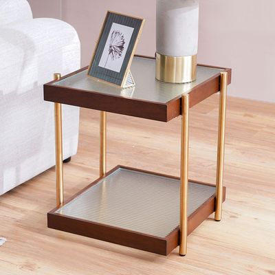 Azeron End Table - Brown/Gold - With 2-Year Warranty