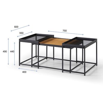 Morton Center Table - Set of 3 - Oak/Black
