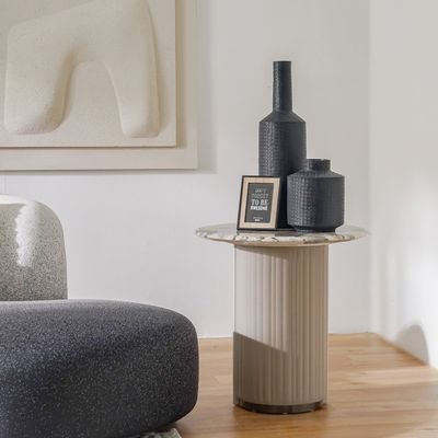 Hesdin Round Small Coffee Table - Light Grey - With 2-Year Warranty