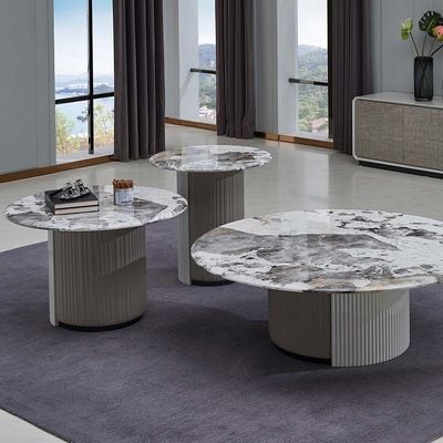 Hesdin Round Medium Coffee Table -Light Grey