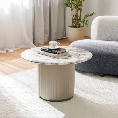 Hesdin Round Medium Coffee Table -Light Grey