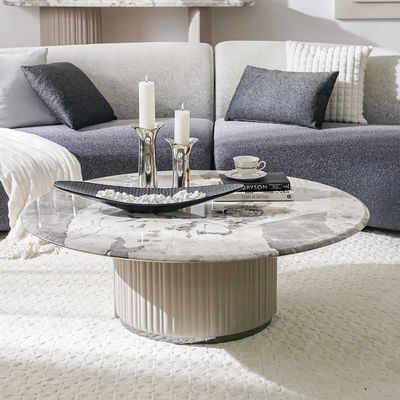 Hesdin Round Large Coffee Table -Light Grey