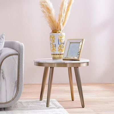 Trident End Table - Grey/Laminate Marble - With 2-Year Warranty