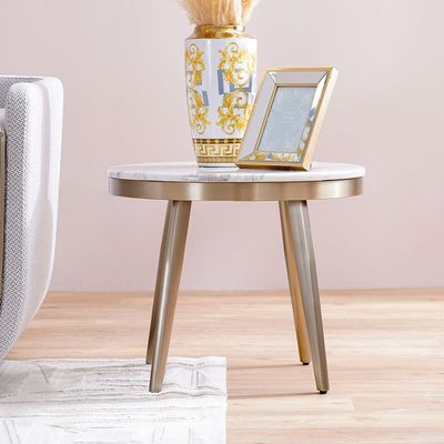 Trident End Table - Grey/Laminate Marble - With 2-Year Warranty