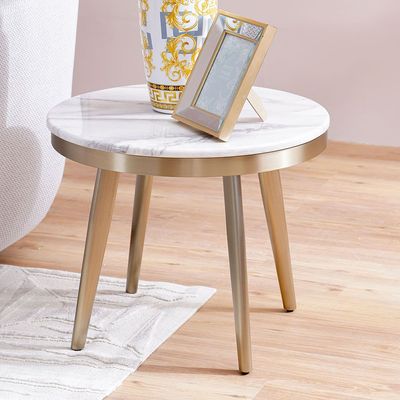 Trident End Table - Grey/Laminate Marble - With 2-Year Warranty