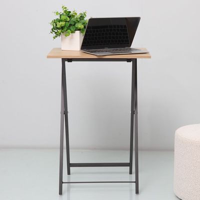 Mineo Foldable Side Table- Oak/ Black