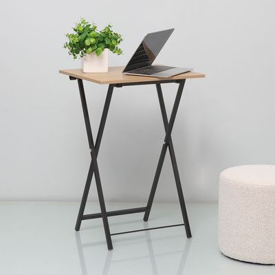 Mineo Foldable Side Table- Oak/ Black